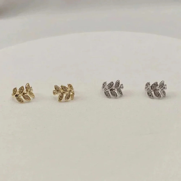 Sterling Silver Diamond Leaf Ear Cuffs Gold Silver - Picture 7 of 12